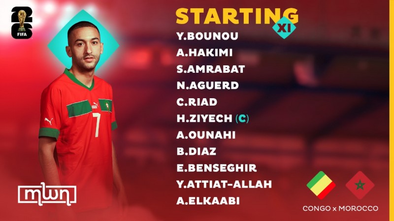 World Cup Qualifiers: Morocco's Beginning Lineup for Sport In opposition to Congo